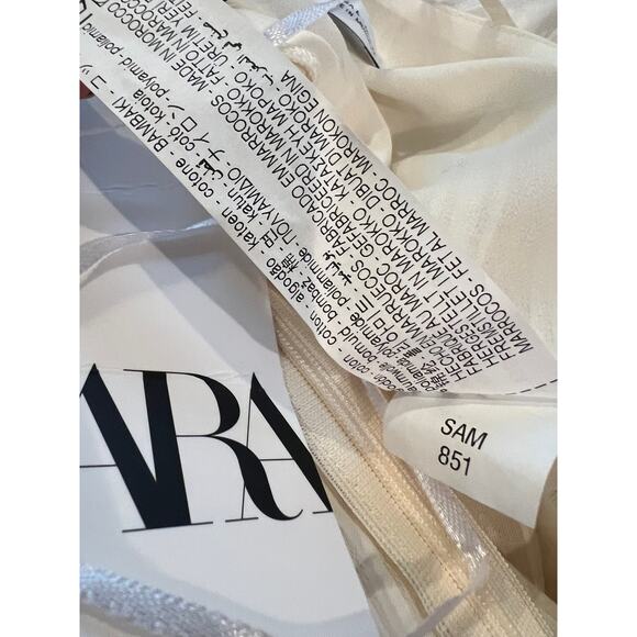 Zara Draped Front Low Back Mini Dress Off White L - Picture 5 of 6